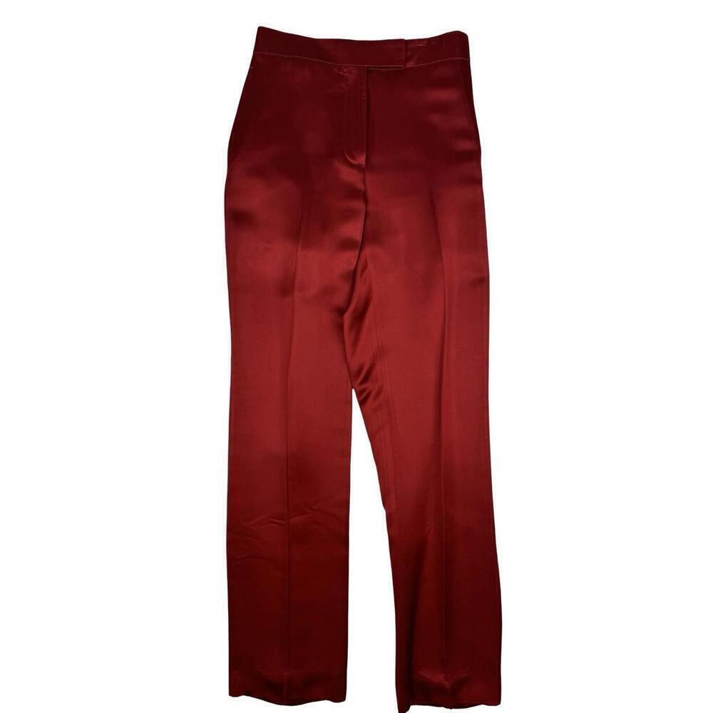 Helmut Lang Satin Straight Leg Trousers Red Size 2 | 25 W | 29 L